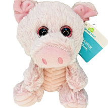 Plush Pink Piglet Glitter Eyes Ribbed Doll Stuffed Animal Pig Toy 7&quot; NEW - £5.46 GBP