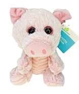 Plush Pink Piglet Glitter Eyes Ribbed Doll Stuffed Animal Pig Toy 7&quot; NEW - £5.53 GBP