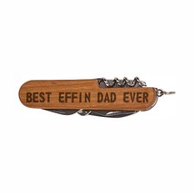 Dad Gifts Best Effin Dad Ever Wooden 8-Function Multi-Tool Pocket Knife Laser En - £11.78 GBP