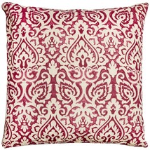 Red White Distressed Damask Throw Pillow - £59.08 GBP