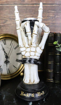 Gothic Hand Sign Skeleton Rock &amp; Roll Spiked Bracelet Votive Candle Holder Decor - £21.52 GBP