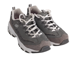 Skechers Size 8.5 Lace Up Wide Fit Air-Cooled Memory Foam Sneakers Gray &amp; White - £28.14 GBP