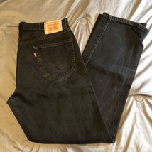 Levis 505 Jeans Mens Size 36x32 Black Denim Regular Fit Straight Leg - £17.61 GBP