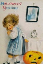 Halloween Postcard Ellen Clapsaddle Wolf 31 Little Girl Unused Original Vintage - $170.29