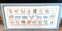 Vintage Hand Cross Stitched Crewel Framed Kitchen Garden Wall Art Decor ... - $37.04