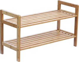 Brown, Sr1309 2-Tier Oceanstar Bamboo Stackable Shoe Rack - £29.51 GBP