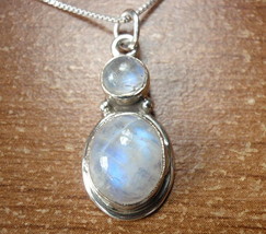 Blue Moonstone Oval Round 925 Sterling Silver Pendant 7003a - £13.66 GBP