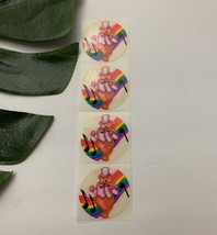 Vintage Lisa Frank Dancing Rainbow Teddy Bears Stickers Sheet 80s Medium - £17.85 GBP