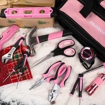 Pink Tool Kit, Home Repairing Tool Set with Wide Mouth Open Storage Bag - £63.14 GBP