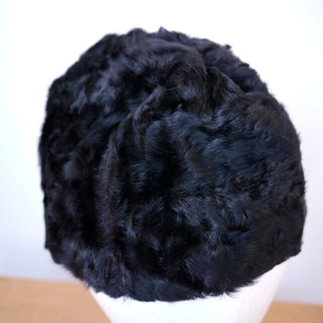 Vintage 40s Genuine Black Fur Soft Bucket Hat Garrison Winter Beret Smal... - $29.69