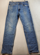 Levi&#39;s Jeans Mens Size 32 Blue Denim Cotton Pockets Flat Front Straight Leg Logo - £16.93 GBP