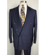 Samuelsohn Tilford Mens Double Breasted Blue Pinstripe Wool Suit 43R - £70.11 GBP