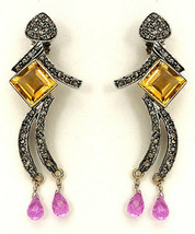 Victorian 1.22ct Rose Cut Diamond Gemstones Earrings Vintage Halloween - £377.10 GBP