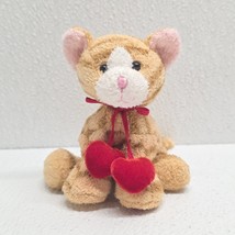 Russ Berrie Luv Pets Tabbies Orange Cat with Red Hearts 5&quot; Plush Valentine - $76.37 CAD