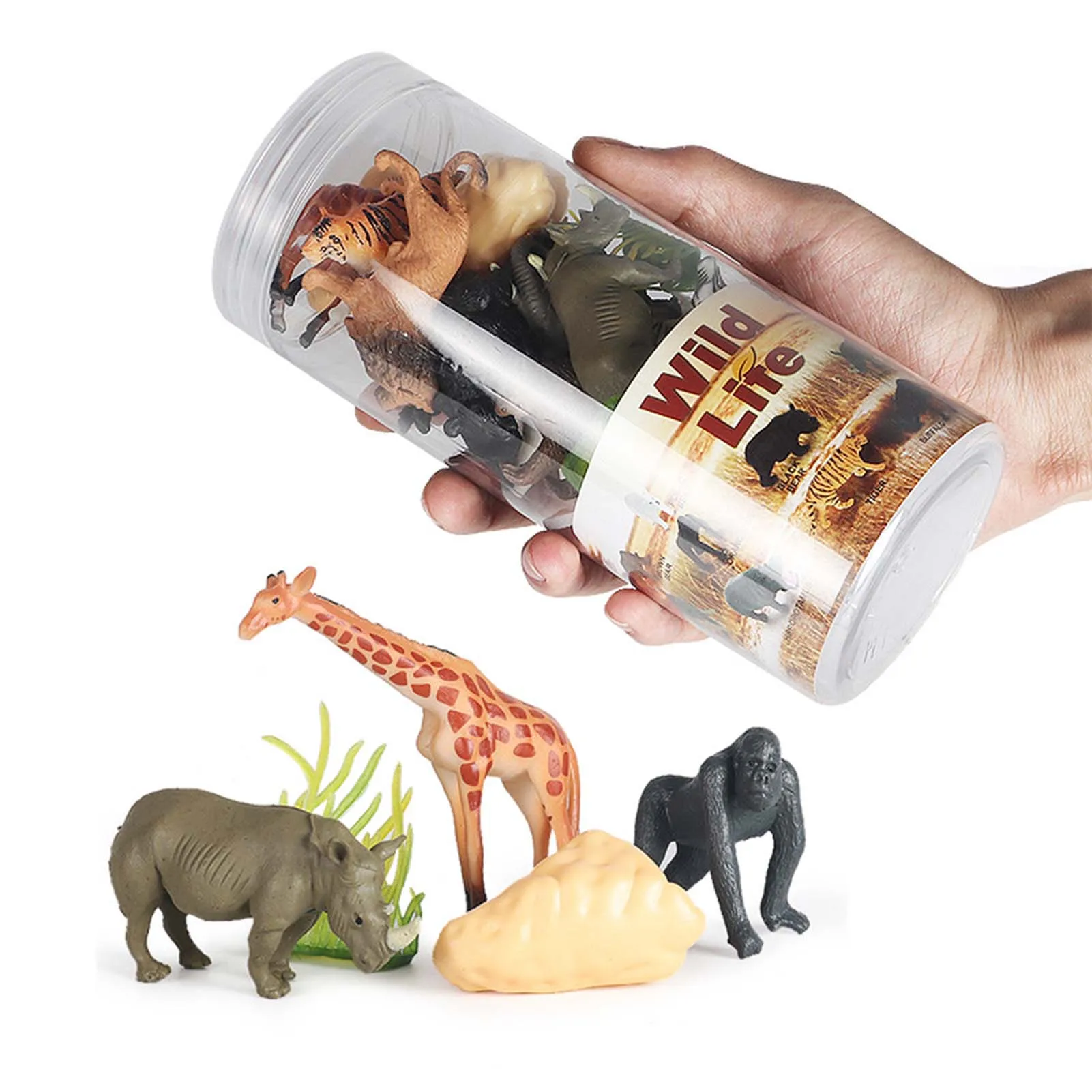 Play 12PCS Mini Safari Animal FigAs Set Jungle Animals Figures Great Educational - £26.37 GBP