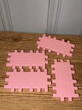 Little Tikes Wee Waffle Block Building Toy Pastel Pink Roof Long Shingle 4pc Lot - $17.99