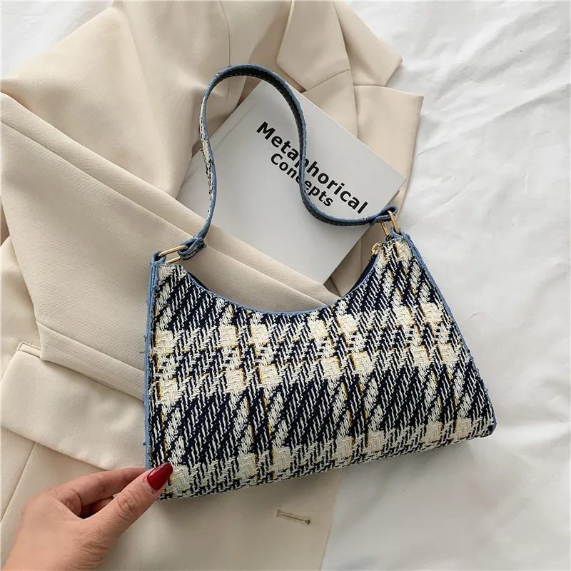 Fashion Painting Women Luxury Handbag Simple Underarm Bag Plaid Shoulder... - $27.00