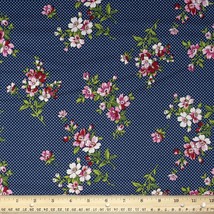 Waverly Inspirations Cotton Small Floral Ink Color Sewing Fabric 21&quot; x 12&quot; Piece - £10.75 GBP