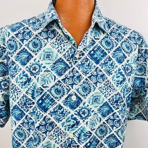 Tommy Bahama Hawaiian Aloha Large Shirt Geometric Floral Tropical - £55.29 GBP