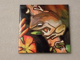 Porcelain Ceramic Painted Tree Frog Nature Tile Decor - $17.33