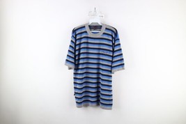 Vtg Phat Farm Mens Large Spell Out Baggy Fit Striped Knit Short Sleeve Sweater - £46.51 GBP