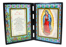Catholic Our Lady Of Guadalupe Mary Stained Glass Art Plaque With Prayer... - $17.99