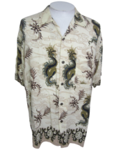 Pineapple Connection vtg Men Hawaiian camp shirt p23 25&quot; L Asian Dragon tropical - £29.74 GBP