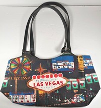 Las Vegas Purse Frankie &amp; Johnnie Embroidered Canvas Gambling Black Hand... - $19.79