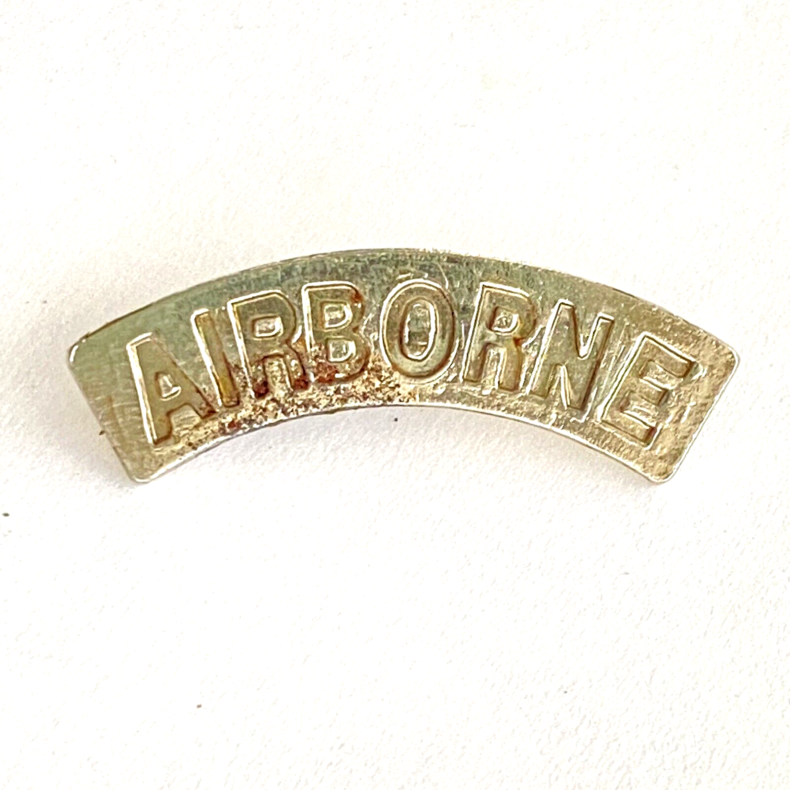 Primary image for Vintage US Army Airborne Tab Silver Tone Lapel Pin 1.2”