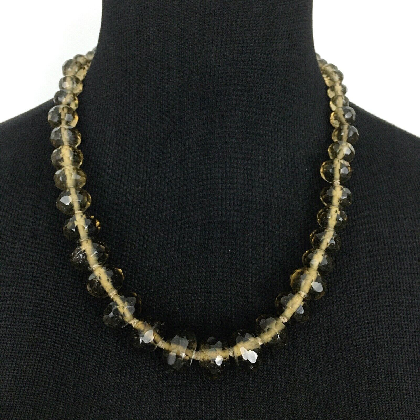 Primary image for TALBOTS graduated faceted bead necklace - brown crystal glass chunky strand 21"