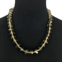 TALBOTS graduated faceted bead necklace - brown crystal glass chunky strand 21" - £19.95 GBP