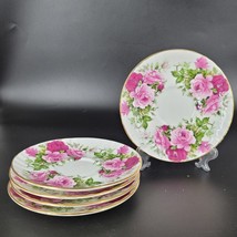 5 Golden Crown E&amp;R England Fine Bone China Replacement Saucer Pink Summer Roses - £17.07 GBP