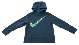 Nike Youth Boy&#39;s XS Size 6 Blue Swoosh Hoodie Hooded Sweatshirt Fleece I... - $44.54