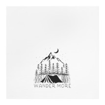 Personalized Black and White Camping Scene &quot;Wander More&quot; Tea Towel, 100%... - £19.35 GBP