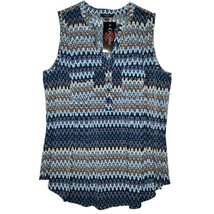 NWT Cocomo Plus Size 2X Blue Multi Color Pintuck Sleeveless Blouse Top - £27.52 GBP
