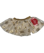 Tutu Skirt Snowflake Gold Mesh Foil Pull On Christmas Holiday Time Sz 3T - £6.28 GBP