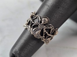 Womens Vintage Estate Sterling Silver Angel Fairy Ring 3.5g E3673 - $34.65