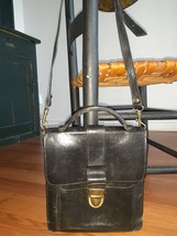 Vintage Black Leather Crossbody Bag Purse Made In Italy DD - £11.68 GBP