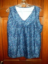 Unbranded Teal Blue Floral Print Sleeveless V-Neck Knit Top - Size 3XL - £11.02 GBP