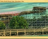 Euclid Beach Park Flying Turns Coaster Cleveland OH UNP LInen Postcard L5 - $14.47