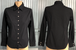 London Jean Black Size 8 Womens Stretch Snap Long Sleeve Stretch Shirt - $15.50