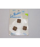 VINTAGE BUTTONS NEW OLD STOCK Le Bouton 3 BROWN 5/8&quot; CLOVER SHAPED Made ... - $10.74 CAD