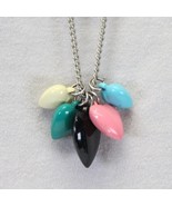 Heart Necklace Black Pink Green Teal Ivory with 30&quot; Chain Largest Heart ... - $143.59 MXN