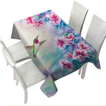 Flower Art Pinkish Hibiscus and Hummingbird Tablecloth - $51.95 CAD+