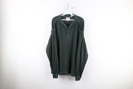 Vintage 90s Levis Mens XL Faded Ribbed Knit Long Sleeve Henley T-Shirt Green - £35.01 GBP
