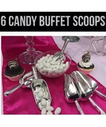 6 Silver Plastic 6” Candy Scoops Wedding Buffet Dessert Party Kitchen De... - £11.36 GBP