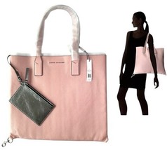 NWT Marc Jacobs Wingman Reversible Leather Tote X Large  + Pouch Pink Ad... - $291.06