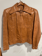 Brown Leather Bomber Jacket-Unbranded Vintage- Med/Large Missing Lining Womens - £20.57 GBP