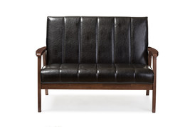 Ghina Black Faux Leather Wooden 2-Seater Loveseat - $320.00