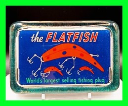 Original Antique Advertising Flat Fish Fishing Lure - Glass Paperweight ... - £197.37 GBP
